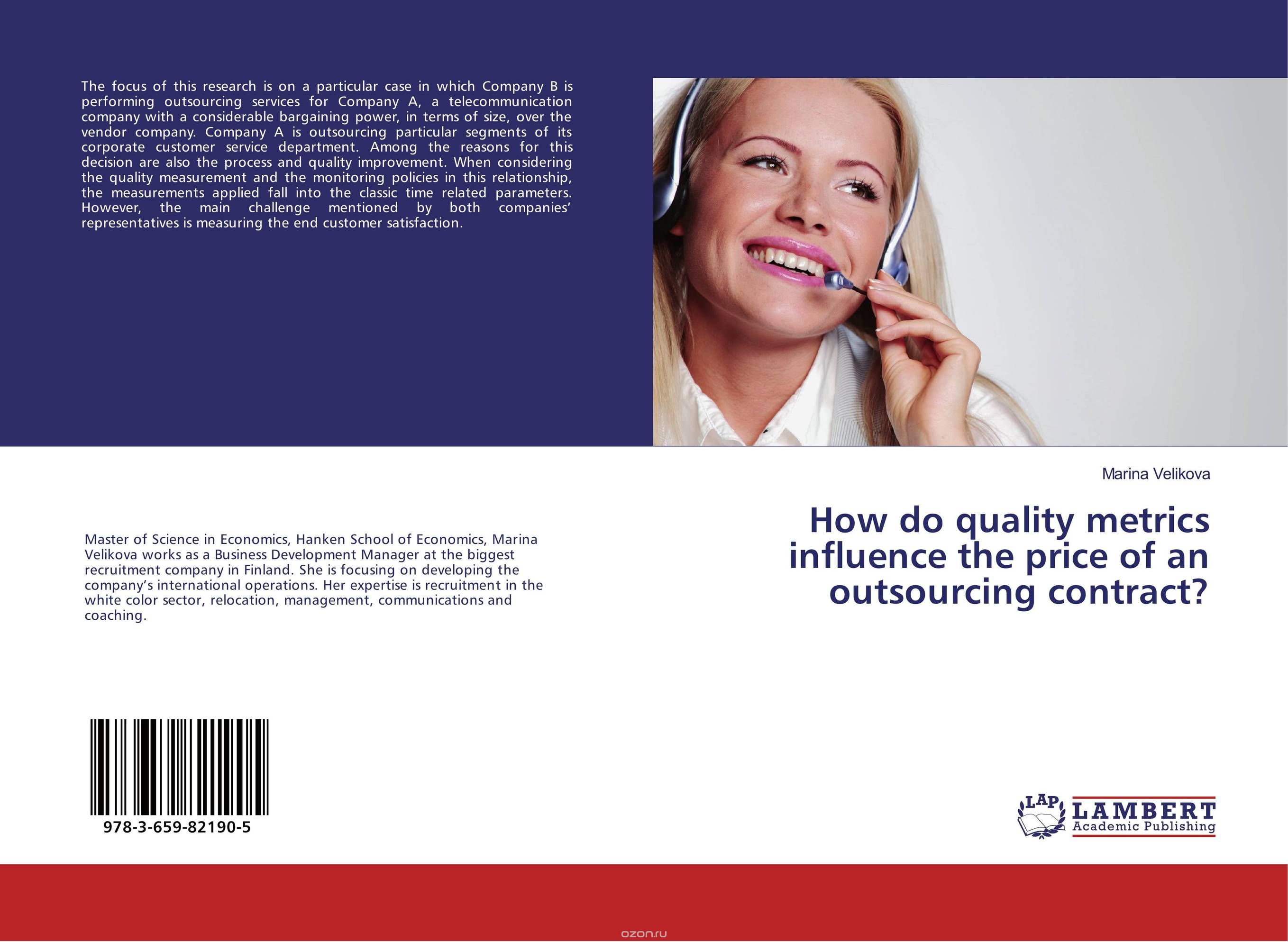 How do quality metrics influence the price of an outsourcing contract?